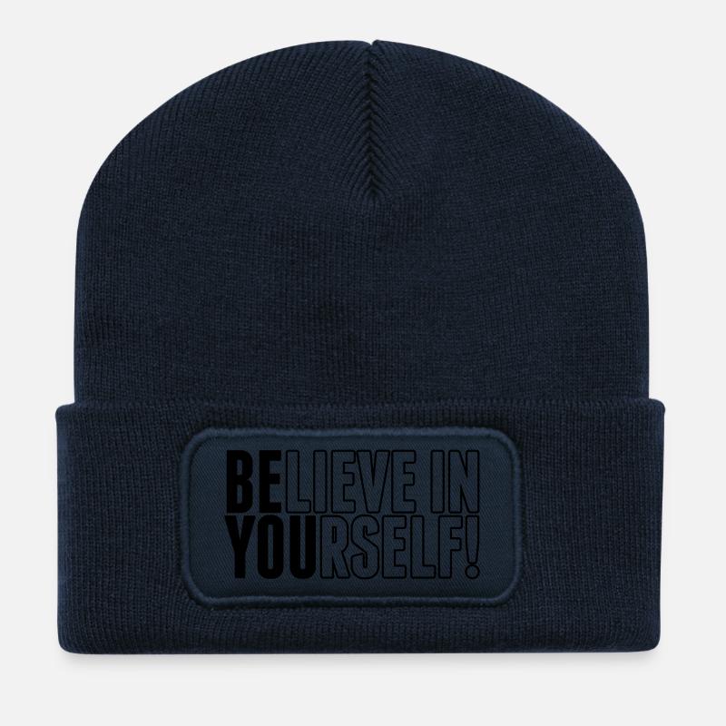 believe in yourself - be you - Recycelte Patch Beanie - French Navy