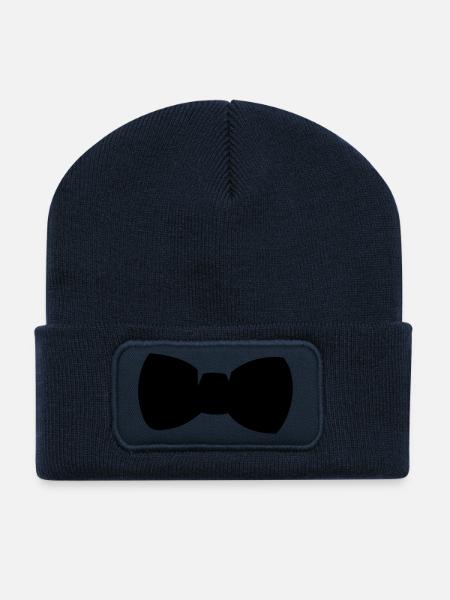 Bowtie Fliege Strik nœud papillon swag hipster - Beanie recyclé à patch - bleu marine