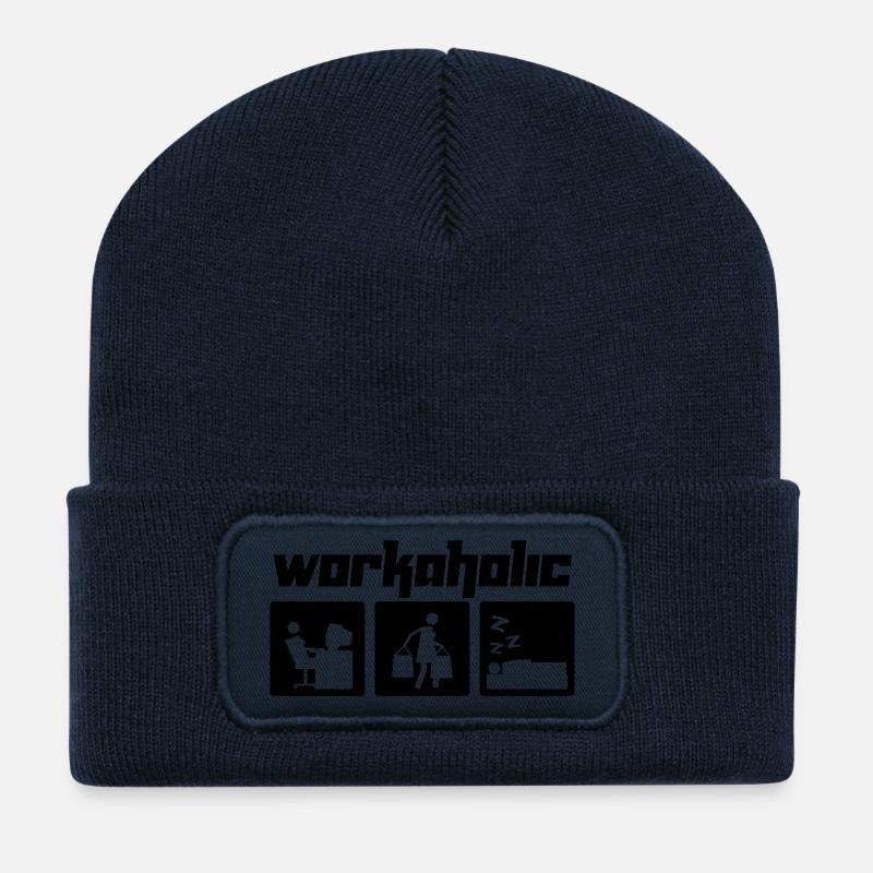 Workaholic (Vektor) - Beanie recyclé à patch - bleu marine