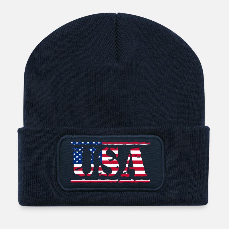 usa - Recycelte Patch Beanie - French Navy