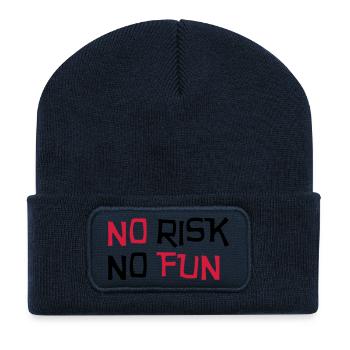 No Risk No Fun / Quote / Funny / Humor / Citation - Recycled Patch Beanie - french navy - Front