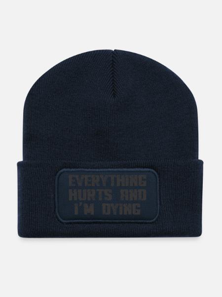 EVERYTHING HURTS AND I'M DYING - Recycled Patch Beanie - french navy