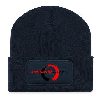 enso zen circle red black Kyokushin lifestyle - Recycled Patch Beanie - french navy - Front