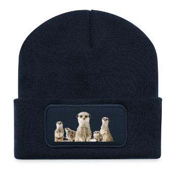 Erdmännchen Familie - Recycelte Patch Beanie - French Navy - Vorne