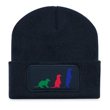 Meerkat trois vecteurs - Beanie recyclé à patch - bleu marine - Devant