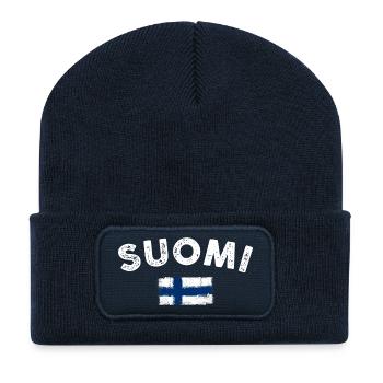 Finnish Flag Distressed Brush - Recycled Patch Beanie - french navy - Front