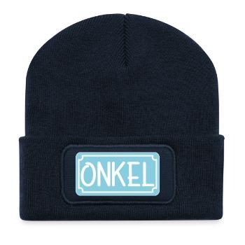 Geschenke für ONKEL - ONKEL WERDEN - Recycelte Patch Beanie - French Navy - Vorne
