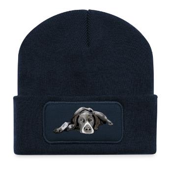 Pointeur German Shorthair - Beanie recyclé à patch - bleu marine - Devant