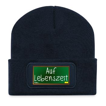 Verbeamtung - Beamter auf Lebenszeit - SCHULE - Recycelte Patch Beanie - French Navy - Vorne