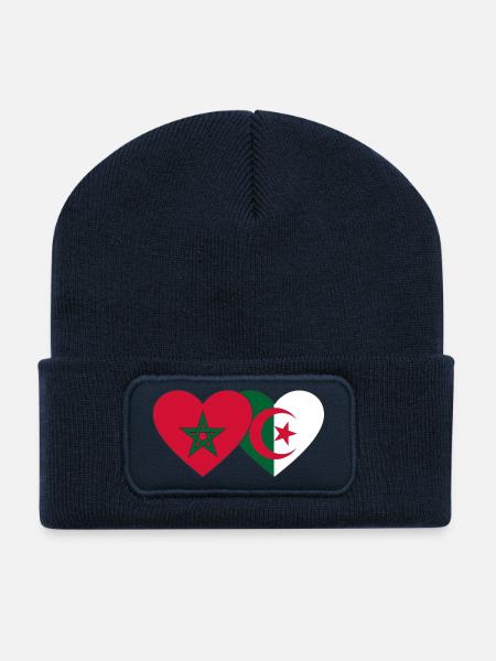 Maroc Algérie Drapeau Coeur - Beanie recyclé à patch - bleu marine