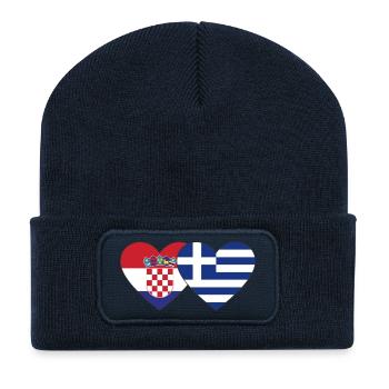 Croatia Greece Flag Heart - Recycled Patch Beanie - french navy - Front