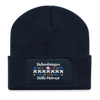 Siebenbuergen süße Heimat Design mit 7 Burgen - Recycelte Patch Beanie - French Navy - Vorne