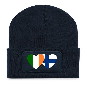 Irland Finnland Flagge Herz - Recycelte Patch Beanie - French Navy - Vorne
