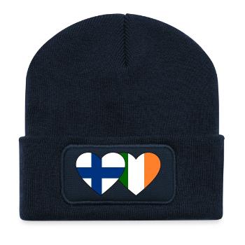 Finnland Irland Flagge Herz - Recycelte Patch Beanie - French Navy - Vorne