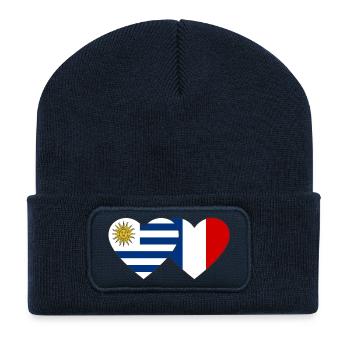 Uruguay France Drapeau du Cœur - Beanie recyclé à patch - bleu marine - Devant