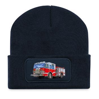 Feuerwehrauto mit dem jeder zum Einsatz möchte - Recycelte Patch Beanie - French Navy - Vorne