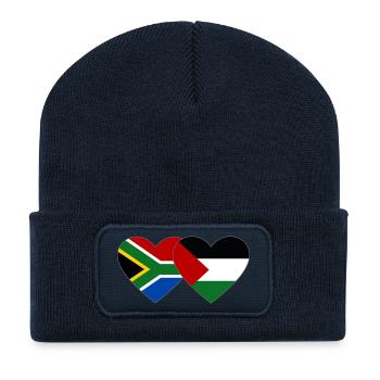 Afrique du Sud Palestine drapeau coeur - Beanie recyclé à patch - bleu marine - Devant