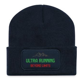 Ultra Running - Au-delà des limites - Beanie recyclé à patch - bleu marine - Devant