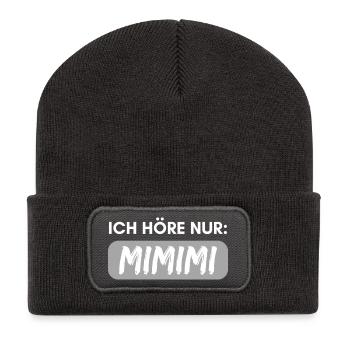 Ich höre nur MIMIMI Training Motivation Sport - Recycelte Patch Beanie - Dunkelgrau - Vorne