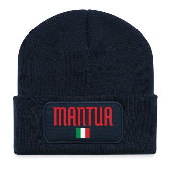 Drapeau de Mantoue-Italien Typographie audacieuse inspirée - Beanie recyclé à patch - bleu marine - Devant