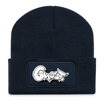Ghost Graffiti Stil Typografie Design - Recycelte Patch Beanie - French Navy - Vorne
