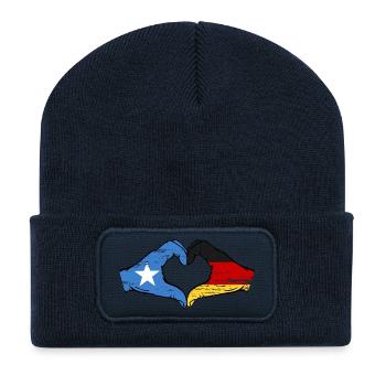 Somalia Germany Flag Hands Heart Shape Used - Recycled Patch Beanie - french navy - Front