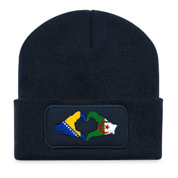Bosnien Algerien Flagge Hände Herzform used - Recycelte Patch Beanie - French Navy - Vorne