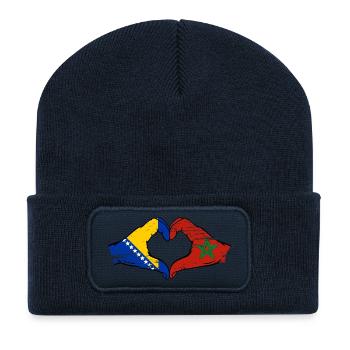 Bosnien Marokko Flagge Hände Herzform used - Recycelte Patch Beanie - French Navy - Vorne