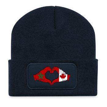 Marokko Kanada Flagge Hände Herzform used - Recycelte Patch Beanie - French Navy - Vorne