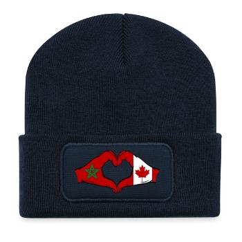 Marokko Kanada Flagge Hände Herzform - Recycelte Patch Beanie - French Navy - Vorne