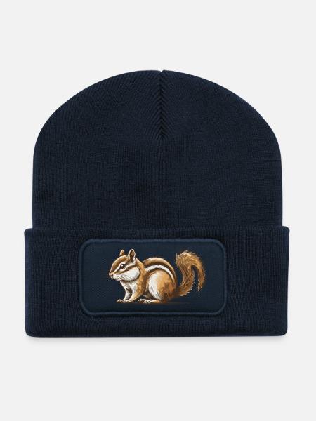 Streifenhörnchen - Recycelte Patch Beanie - French Navy