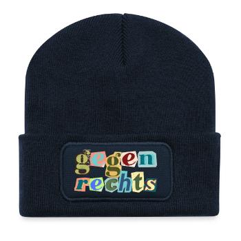 Statement bunt - Recycelte Patch Beanie - French Navy - Vorne