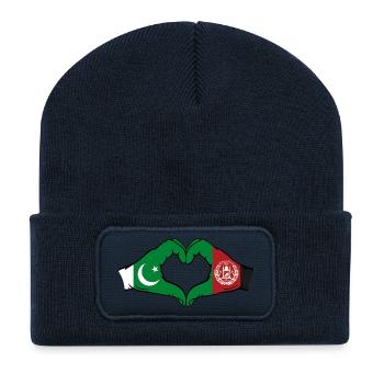 Pakistan Afghanistan drapeau mains coeur - Beanie recyclé à patch - bleu marine - Devant
