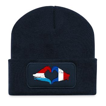 Luxembourg France Flag Hands Heart Shape Used - Recycled Patch Beanie - french navy - Front