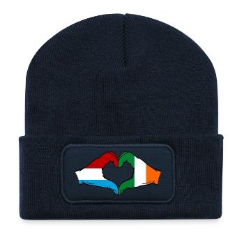 Luxemburg Irland Flagge Herz Hände - Recycelte Patch Beanie - French Navy - Vorne