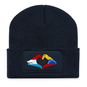 Luxembourg Venezuela flag hands heart shape used - Recycled Patch Beanie - french navy - Front