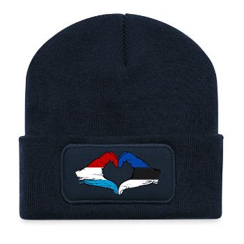 Luxembourg Estonia Flag Hands Heart Shape Used - Recycled Patch Beanie - french navy - Front