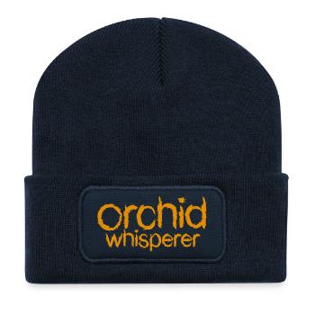 Orchideen Flüsterer Text - Recycelte Patch Beanie - French Navy - Vorne