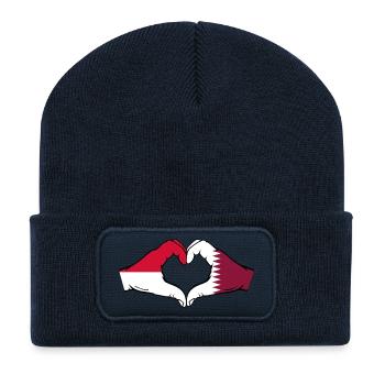 Monaco Qatar Flag Hand Heart Shape - Recycled Patch Beanie - french navy - Front