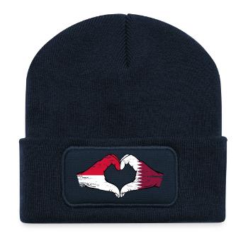 Monaco Qatar Flag Hand Heart Shape Used - Recycled Patch Beanie - french navy - Front
