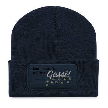 Mir reicht´s. Ich geh´Gassi - Recycelte Patch Beanie - French Navy - Vorne