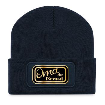 HOCHZEIT HEIRATEN - OMA DER BRAUT GROßMAMA - Recycelte Patch Beanie - French Navy - Vorne
