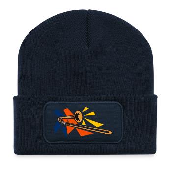 Laiton Trombone Pop Art - Beanie recyclé à patch - bleu marine - Devant