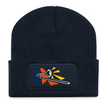 Silber Posaunen Pop Art - Recycelte Patch Beanie - French Navy - Vorne