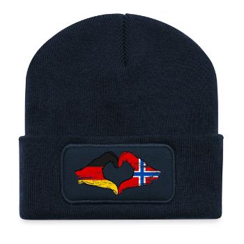 Germany Norway Flag Hands Heart Shape Used - Recycled Patch Beanie - french navy - Front
