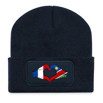 Drapeau de la France Namibie Coeur utilisé - Beanie recyclé à patch - bleu marine - Devant