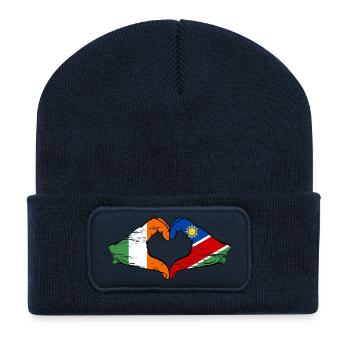 Irland Namibia Flagge Hände Herzform - Recycelte Patch Beanie - French Navy - Vorne