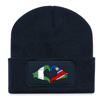 Nigeria Namibia Flagge Hände Herzform used - Recycelte Patch Beanie - French Navy - Vorne