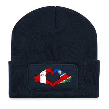 Peru Namibia Flagge Herz used - Recycelte Patch Beanie - French Navy - Vorne