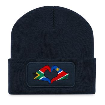 Afrique du Sud Drapeau Namibie cœur utilisé - Beanie recyclé à patch - bleu marine - Devant